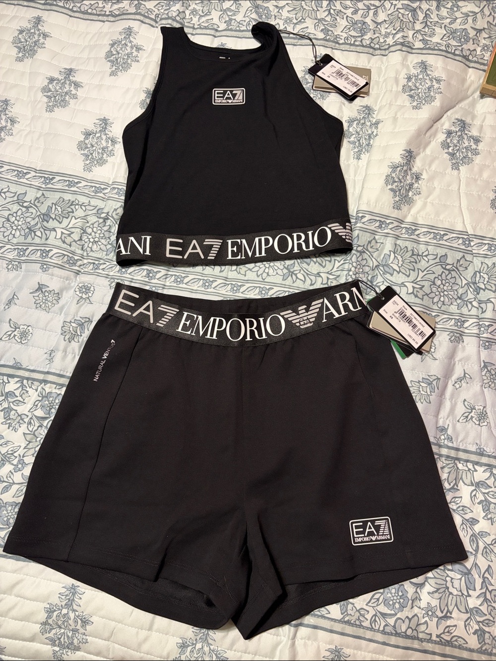Emporio Armani Women’s Black EA7 Logo Athletic Shorts Set